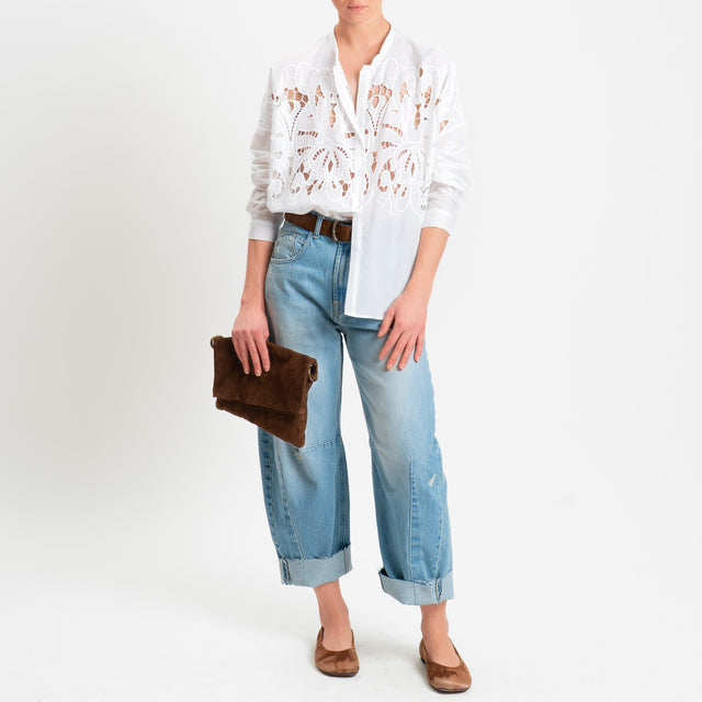 Motel-Camicia traforata con ricami - bianco