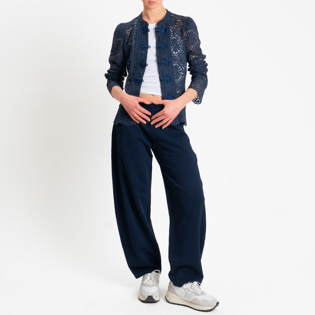 Motel-Giacca camicia pizzo macramè - blu