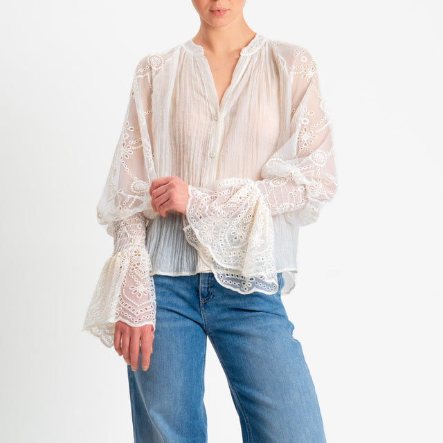 Motel-Camicia mussola goffrata - burro