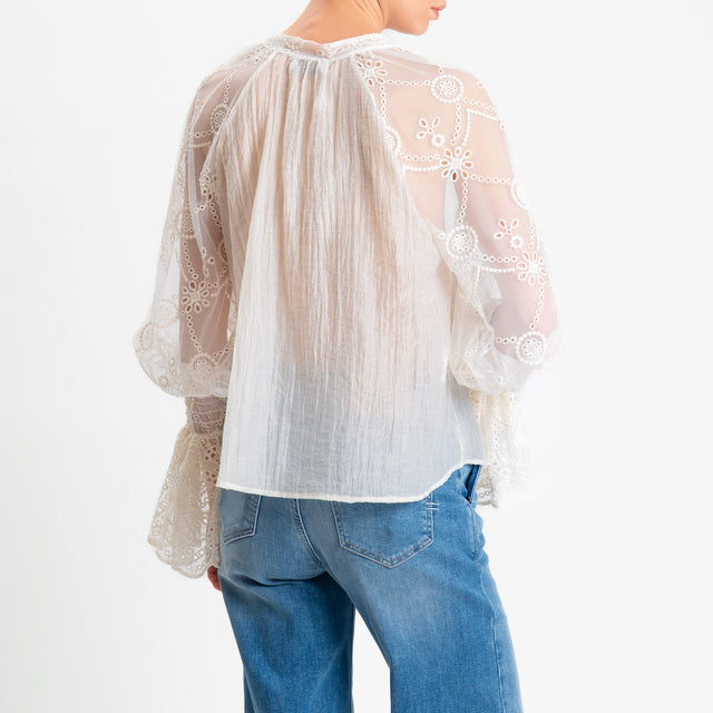 Motel-Camicia mussola goffrata - burro