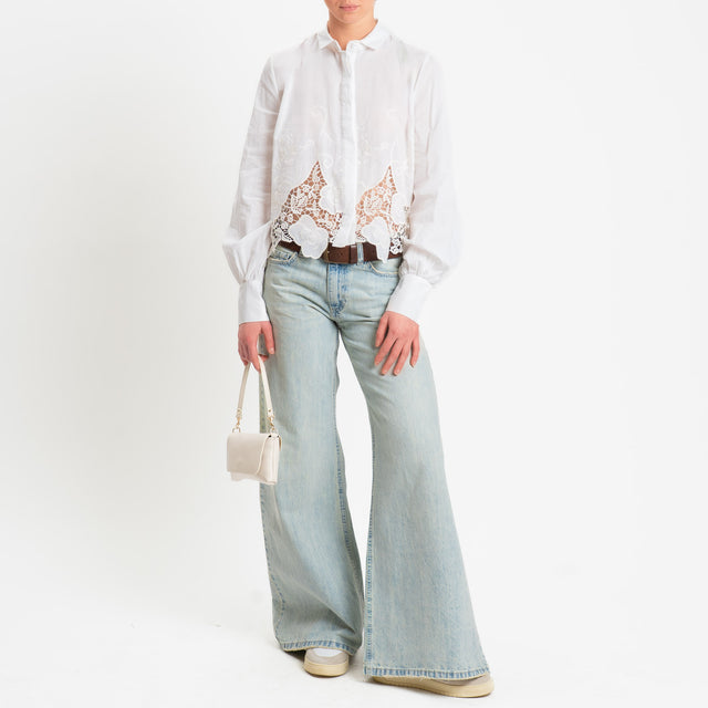 Motel-Camicia con macramè - burro