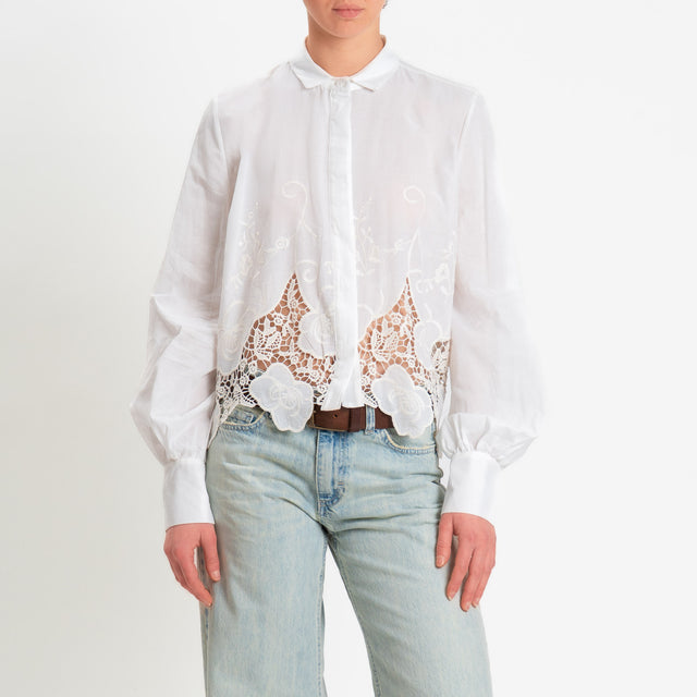 Motel-Camicia con macramè - burro