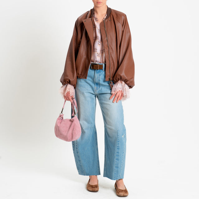 Motel-Camicia check mussola lyocell - rosa