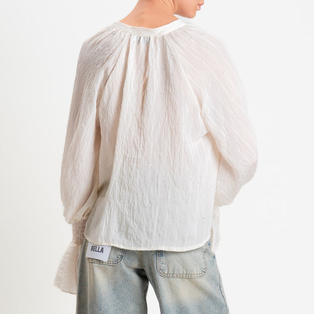 Motel-Camicia mussola con micro paillettes - burro