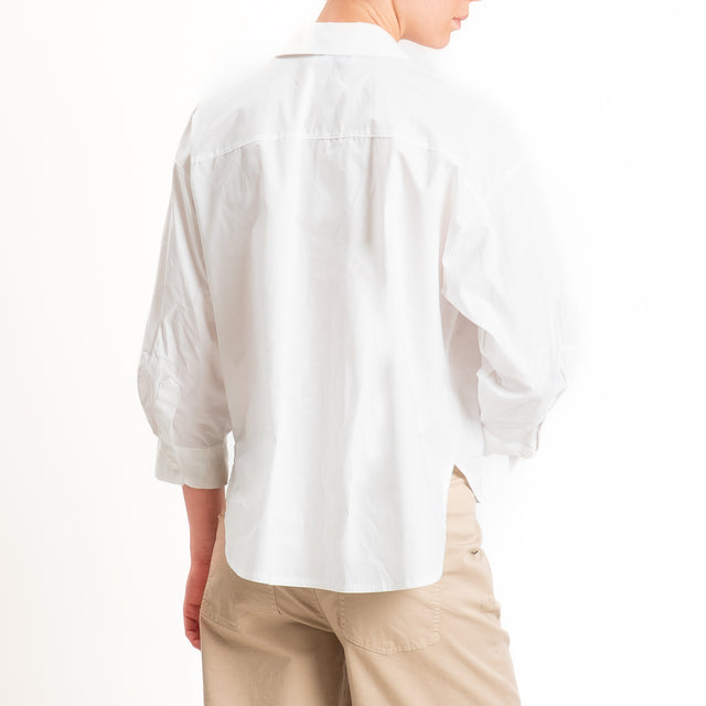 Motel-Camicia con taschino maxi pailettes - bianco
