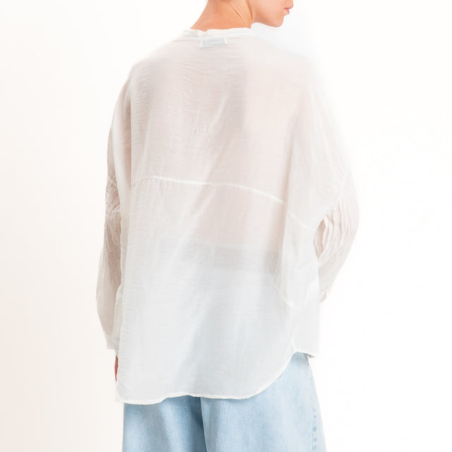 Motel-Camicia mussola con ricami - burro