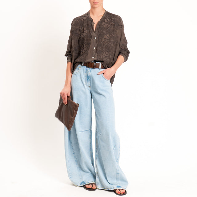 Motel-Camicia mussola con ricami - cocco