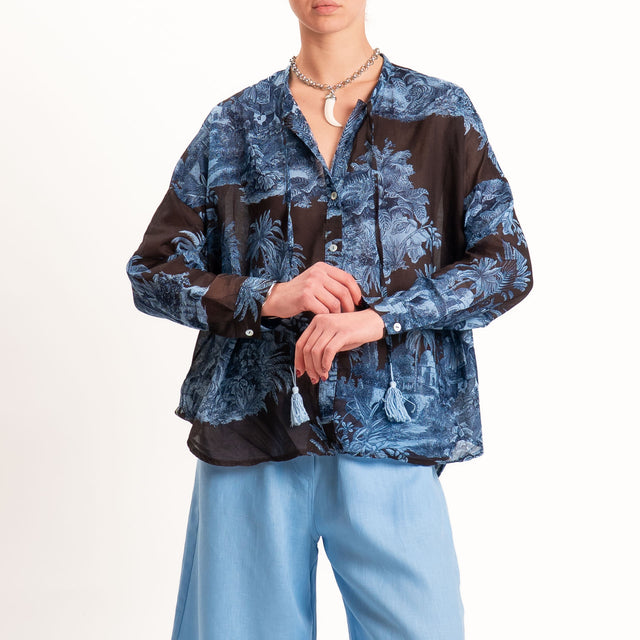 Motel-Camicia mussola fantasia - moro/jeans