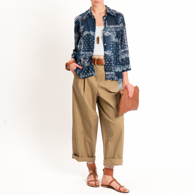 Motel-Camicia mussola fantasia bandana - blu