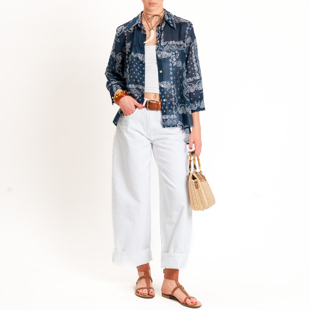 Motel-Camicia mussola fantasia bandana - blu
