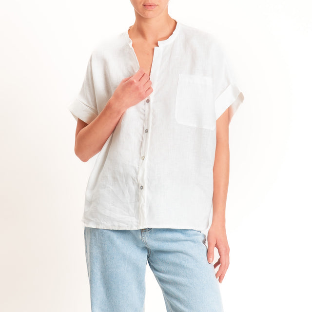 Motel-Camicia over 100% lino - bianco