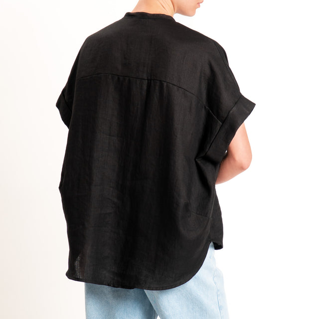 Motel-Camicia over 100% lino - nero