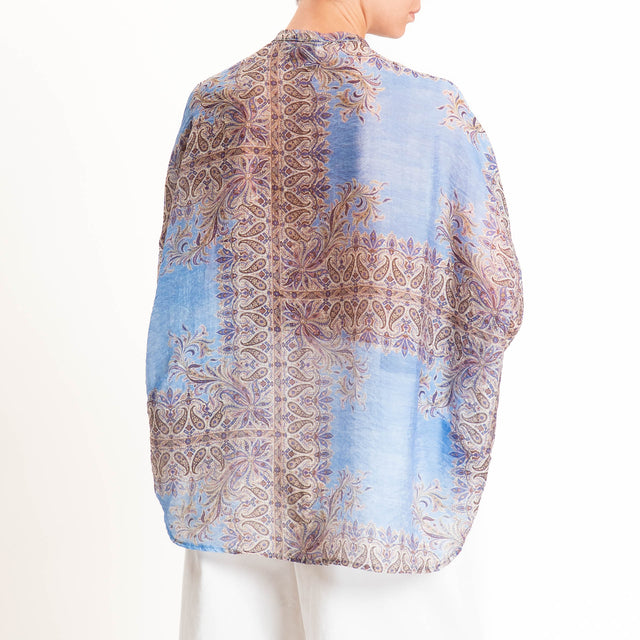 Motel-Camicia mussola fantasia con nappine - jeans/choco