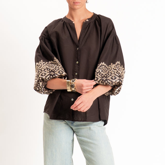 Motel-Camicia mussola manica palloncino con ricami - caffe'