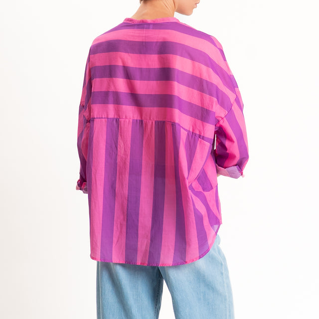 Motel-Camicia mussola a righe - fucsia/viola