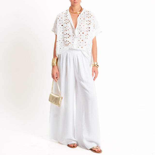 Motel-Camicia traforata con ricami - bianco