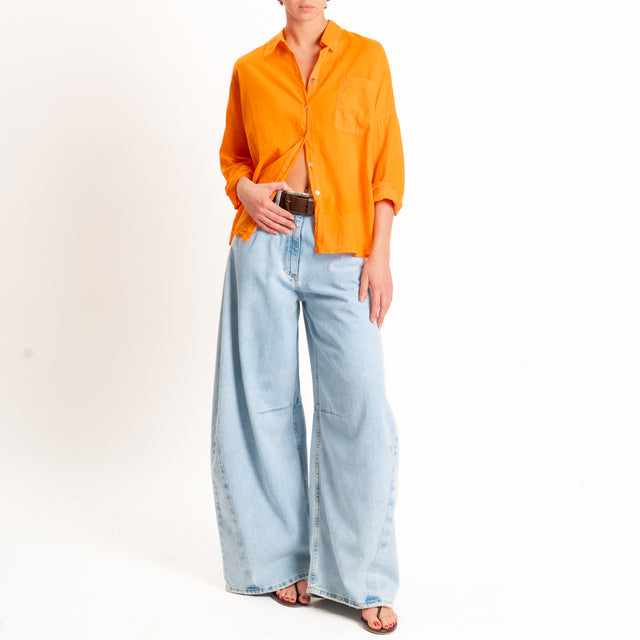 Motel-Camicia in mussola con taschino - arancio