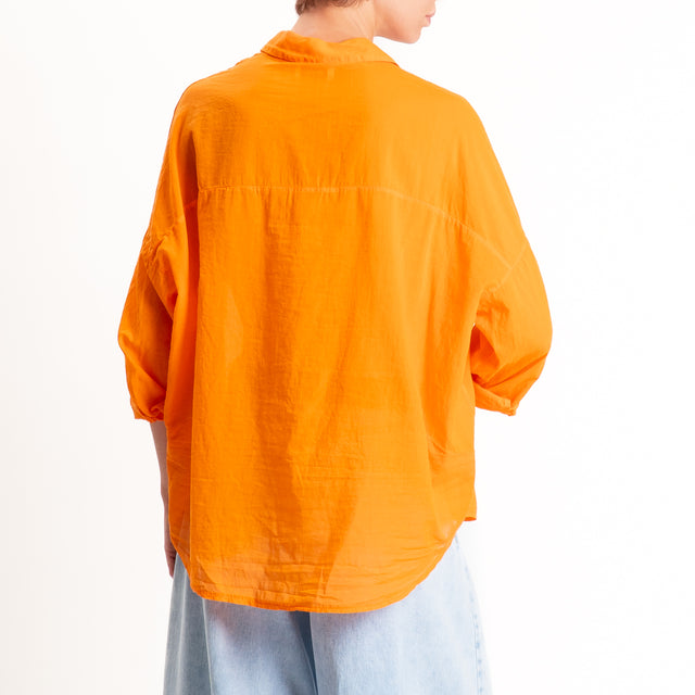 Motel-Camicia in mussola con taschino - arancio