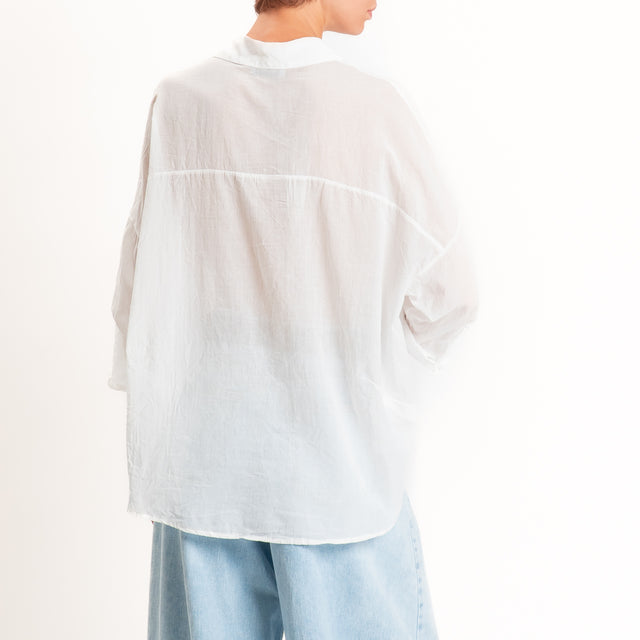 Motel-Camicia in mussola con taschino - panna