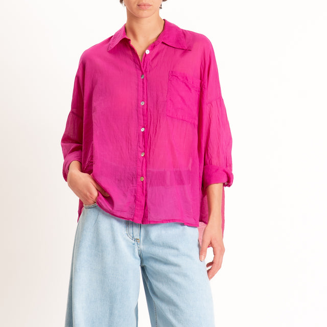 Motel-Camicia in mussola con taschino - magenta