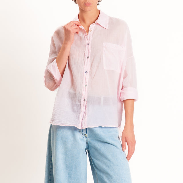 Motel-Camicia in mussola con taschino - rosa