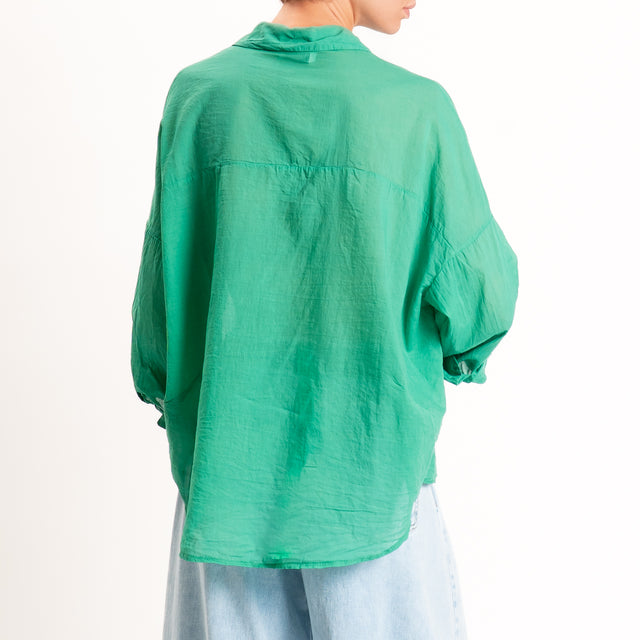 Motel-Camicia in mussola con taschino - verde
