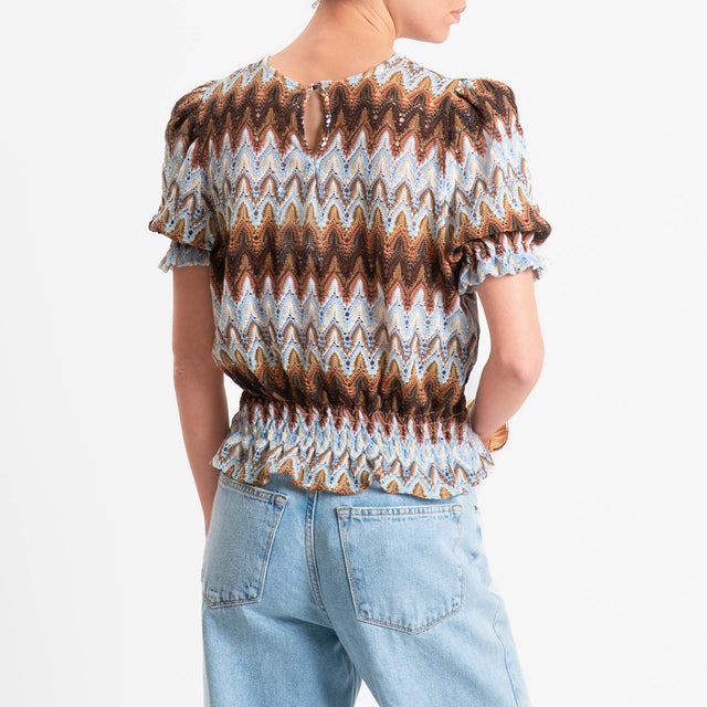 Motel-Blusa fantasia wavy pattern - moro/celeste/burro