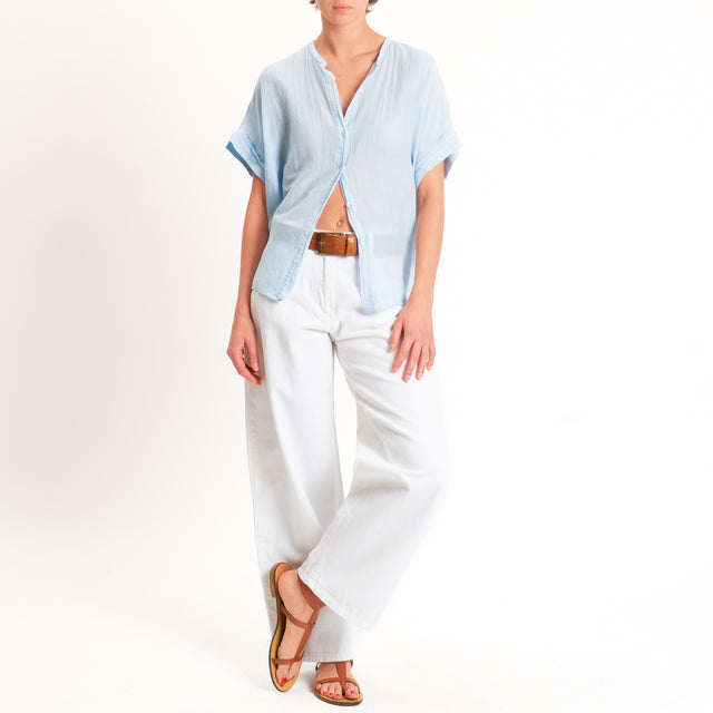 Motel-Camicia mussola misto seta - sky