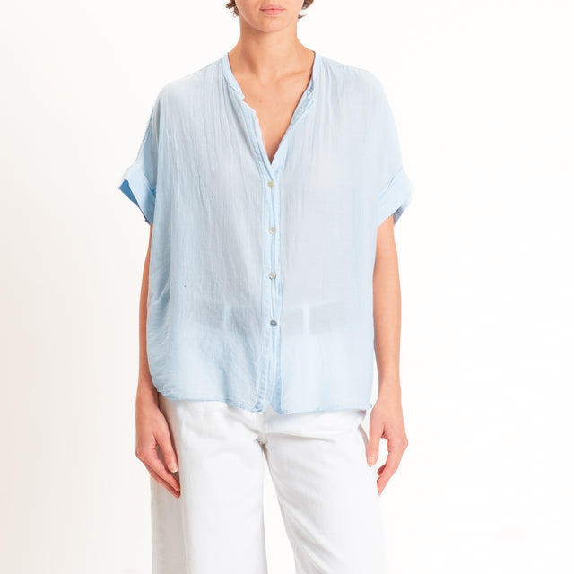 Motel-Camicia mussola misto seta - sky