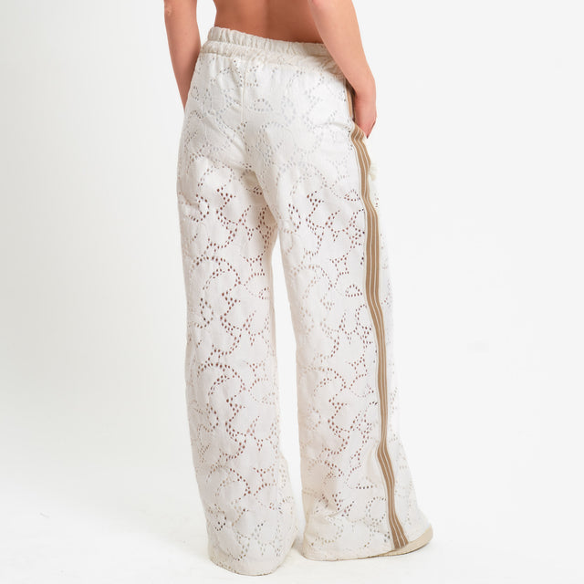 Motel-Pantalone traforata bande laterali con coulisse - burro/sabbia