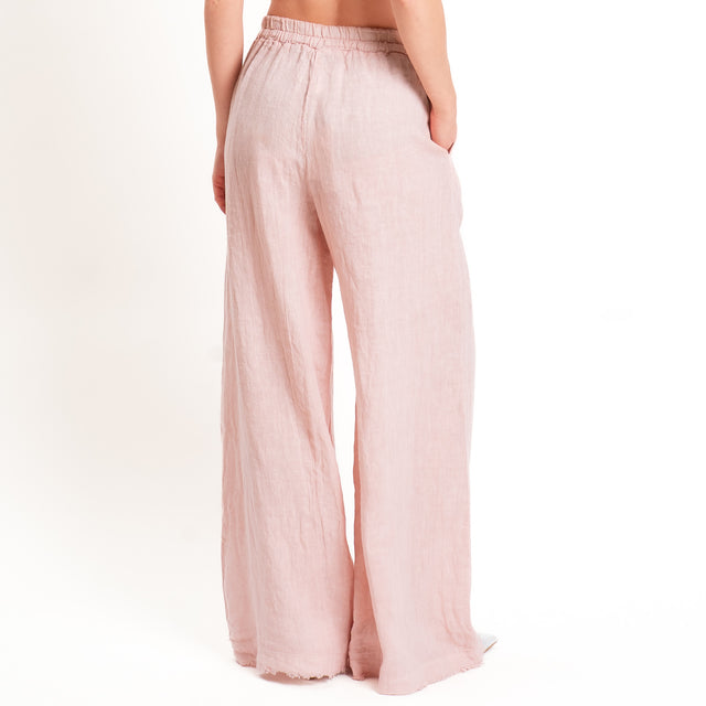 Motel-Pantalone 100% lino elastico con coulisse - cipria