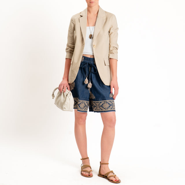 Motel-Shorts chambay con ricami - denim/biscotto