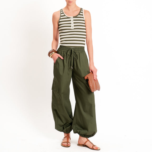 Motel-Pantalone cargo parachute con coulisse - militare