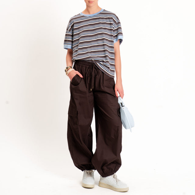 Motel-Pantalone cargo parachute con coulisse - marrone