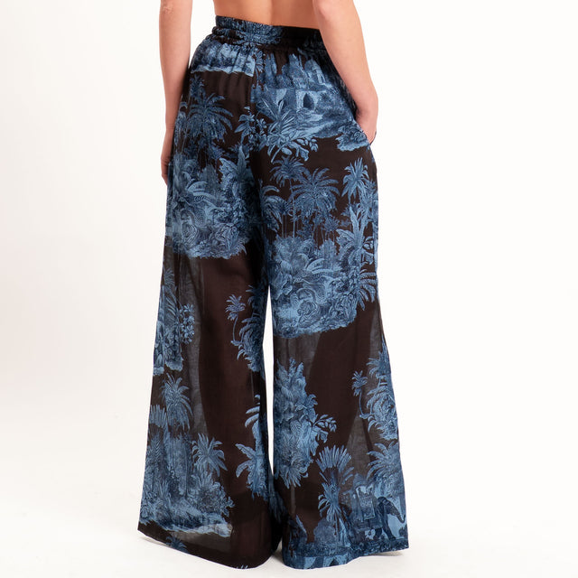Motel-Pantalone mussola fantasia con coulisse - moro/jeans