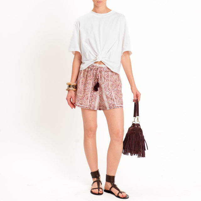 Motel-Shorts mussola fantasia bandana con coulisse - rosa/choco/fucsia