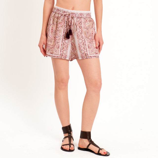 Motel-Shorts mussola fantasia bandana con coulisse - rosa/choco/fucsia