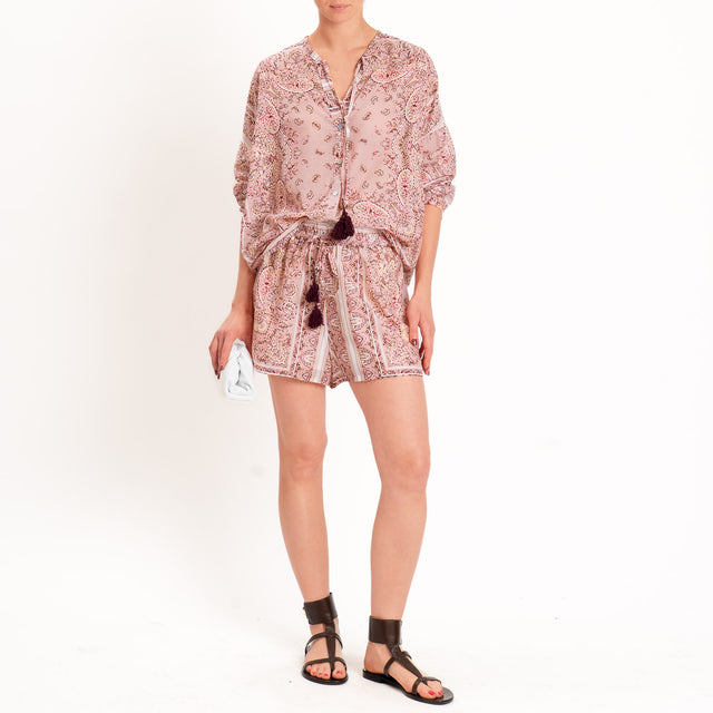 Motel-Shorts mussola fantasia bandana con coulisse - rosa/choco/fucsia