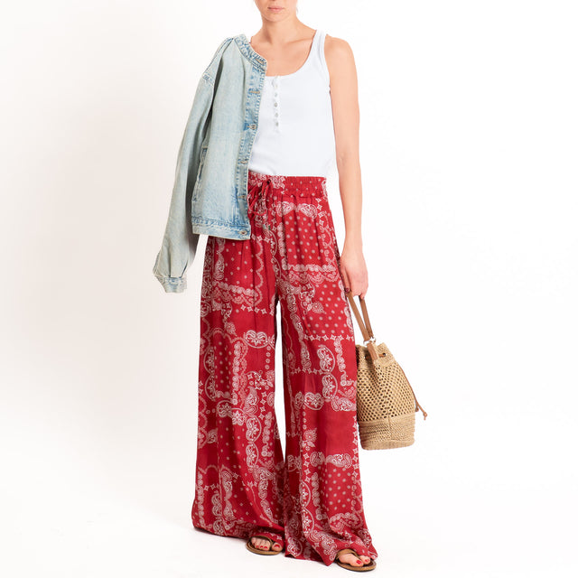 Motel-Pantalone fantasia bandana con coulisse - rosso