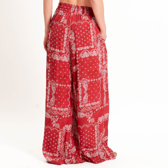 Motel-Pantalone fantasia bandana con coulisse - rosso