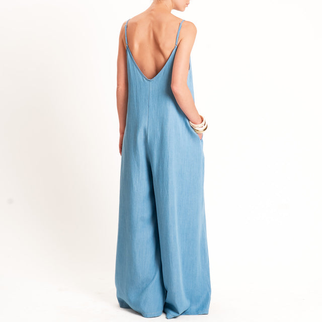 Motel-Tuta chambray con spilla a fiore - denim chiaro