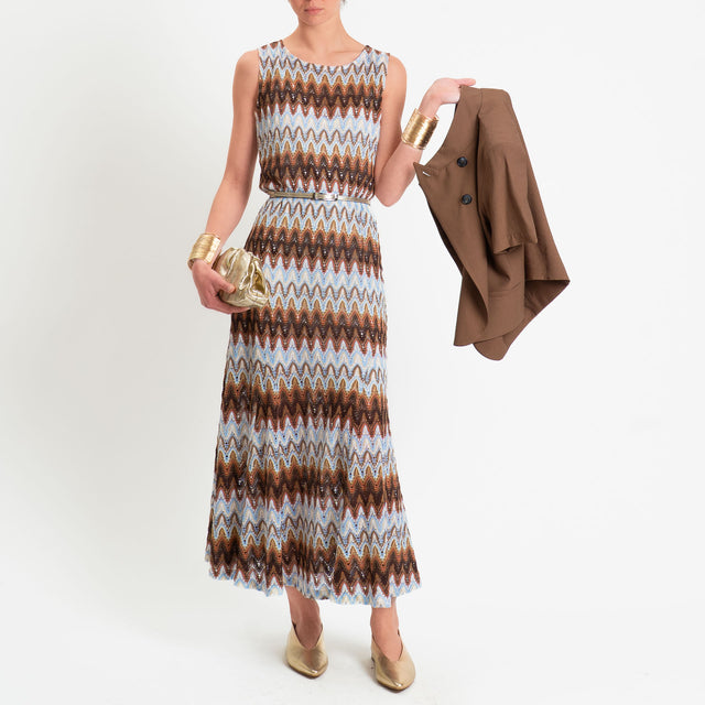 Motel-Abito fantasia wavy pattern - moro/celeste/burro