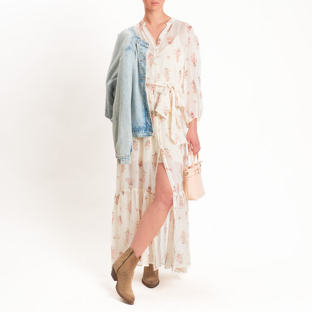 Motel-Chemisier georgette fantasia provenzale - burro/rosa/militare