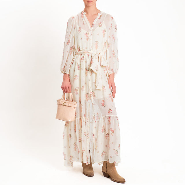 Motel-Chemisier georgette fantasia provenzale - burro/rosa/militare