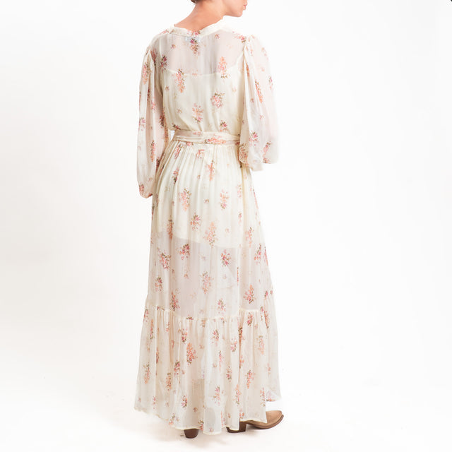 Motel-Chemisier georgette fantasia provenzale - burro/rosa/militare