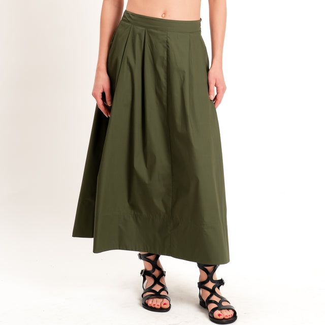 Motel-Completo popeline top a fascia+gonna - militare