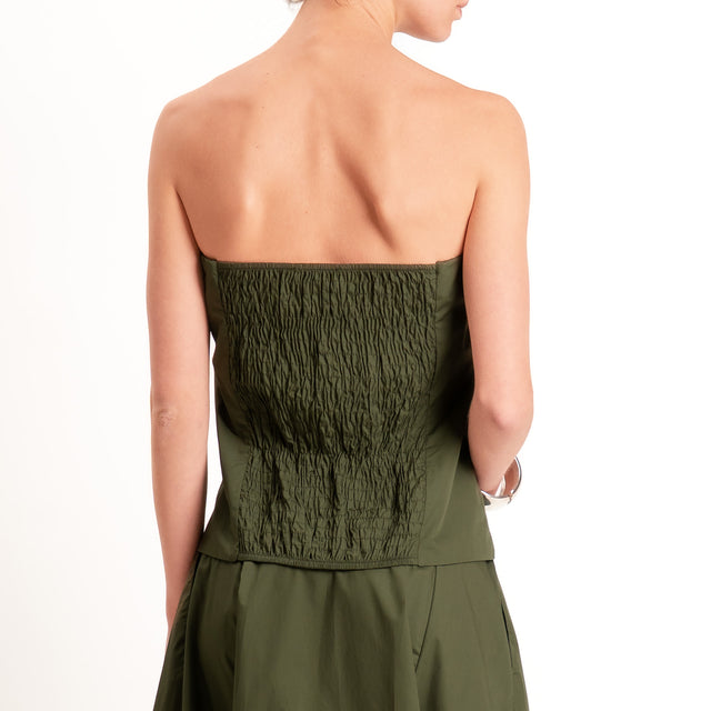 Motel-Completo popeline top a fascia+gonna - militare