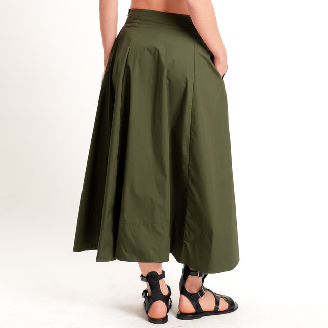 Motel-Completo popeline top a fascia+gonna - militare