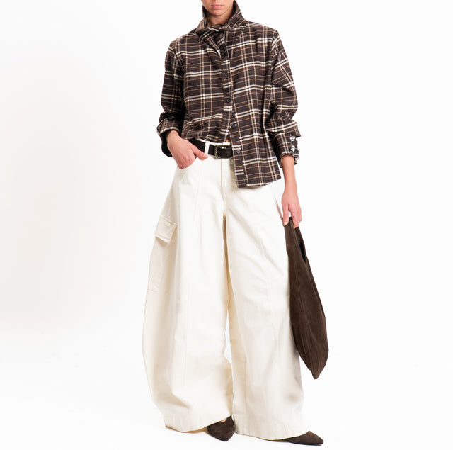 Motel-Pantalone cargo wide leg - burro