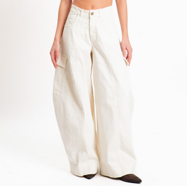 Motel-Pantalone cargo wide leg - burro